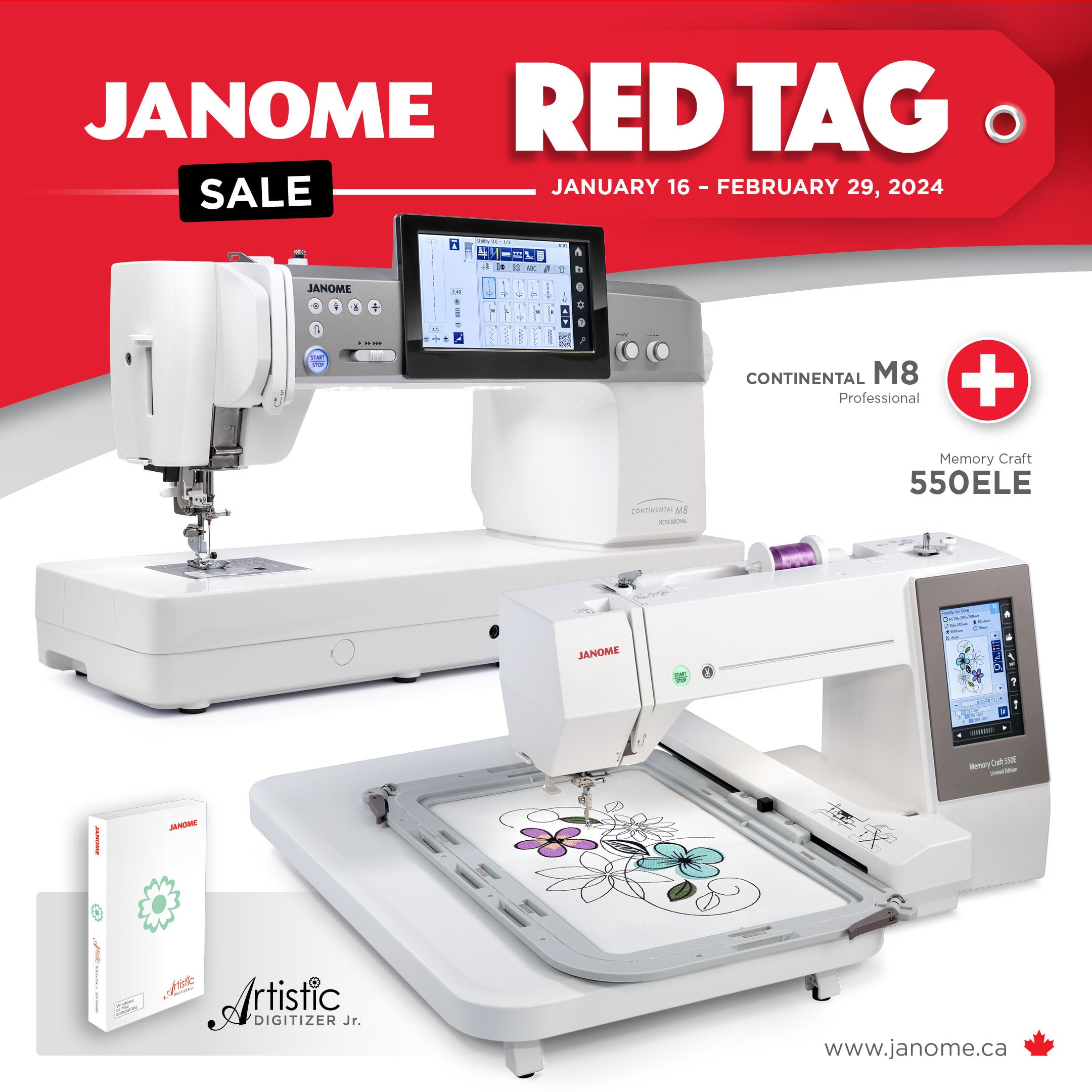 RED TAG SALE! Janome Continental M8 Professional, 550e & Bonus
