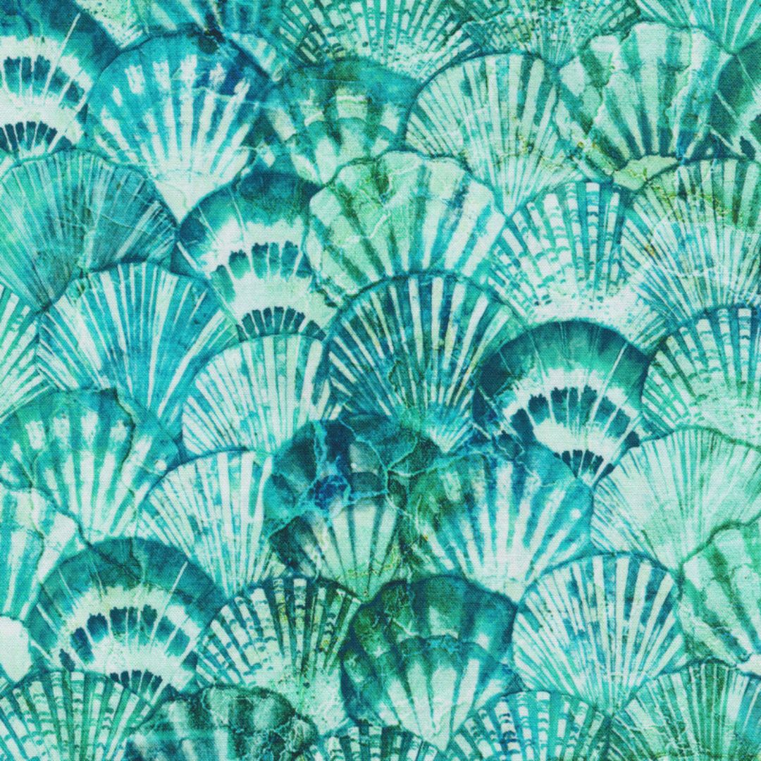 Northcott vitamin sea turquoise multi clam shells dp25419 64 the